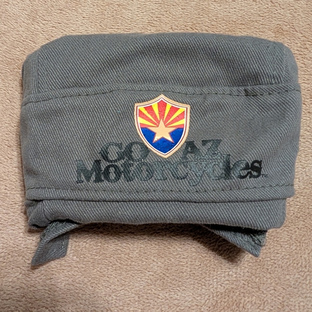 "GO AZ Motorcycles" Men's Head Cap With Tie Back Army Green Color